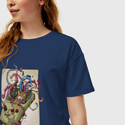 Футболка оверсайз женская Game boy tentacles, цвет: тёмно-синий — фото 2