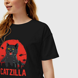 Футболка оверсайз женская Catzilla, цвет: черный — фото 2