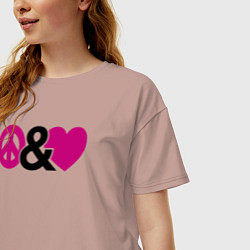 Футболка оверсайз женская Peace and love, цвет: пыльно-розовый — фото 2