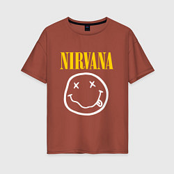 Футболка оверсайз женская Nirvana original, цвет: кирпичный