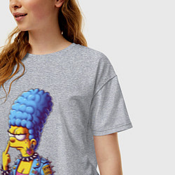 Футболка оверсайз женская Marge Simpson - punks not dead motto, цвет: меланж — фото 2