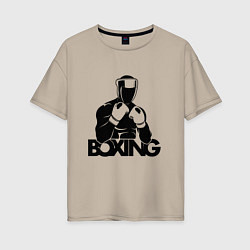 Футболка оверсайз женская Boxing art, цвет: миндальный