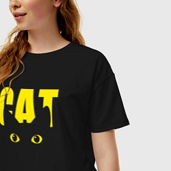 Футболка оверсайз женская Cat облик, цвет: черный — фото 2