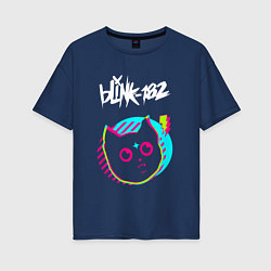 Футболка оверсайз женская Blink 182 rock star cat, цвет: тёмно-синий