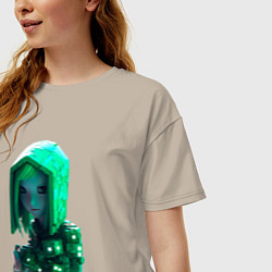 Футболка оверсайз женская Minecraft зеленая девушка, цвет: миндальный — фото 2