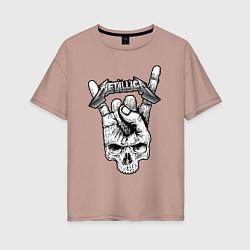 Футболка оверсайз женская Metallica hand, цвет: пыльно-розовый