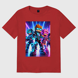 Футболка оверсайз женская Minecraft - characters ai art, цвет: красный