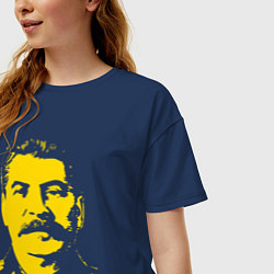 Футболка оверсайз женская Yellow Stalin, цвет: тёмно-синий — фото 2