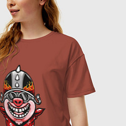 Футболка оверсайз женская Байкер свин, цвет: кирпичный — фото 2