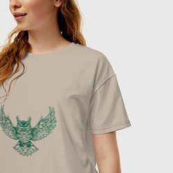 Футболка оверсайз женская Векторная сова, цвет: миндальный — фото 2