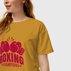 Футболка оверсайз женская Чемпионы по боксу, цвет: горчичный — фото 2