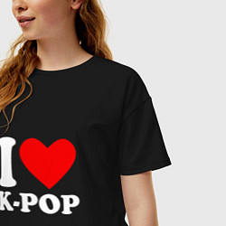Футболка оверсайз женская Я люблю k-pop, цвет: черный — фото 2