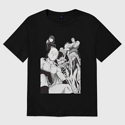 Футболка оверсайз женская Ванпанчмен Сайтама Генос Фубуки Бэнг, цвет: черный