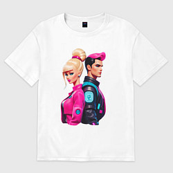 Футболка оверсайз женская Ken and Barbie - ai art, цвет: белый