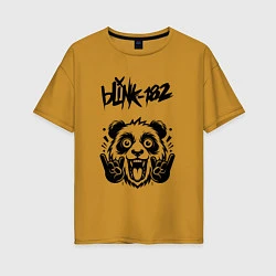 Футболка оверсайз женская Blink 182 - rock panda, цвет: горчичный