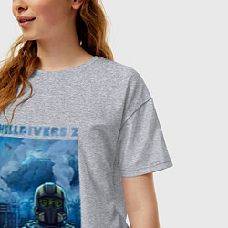 Футболка оверсайз женская Helldivers 2: ПТСР, цвет: меланж — фото 2