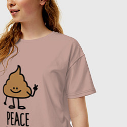 Футболка оверсайз женская Peace of shit, цвет: пыльно-розовый — фото 2