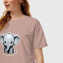 Футболка оверсайз женская Веселый африканский слоненок, цвет: пыльно-розовый — фото 2