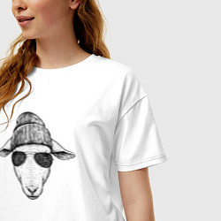 Футболка оверсайз женская Овечка в шапке, цвет: белый — фото 2