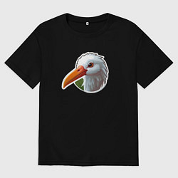 Женская футболка оверсайз Голова чено белого аиста