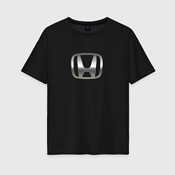 Футболка оверсайз женская Honda logo auto grey, цвет: черный