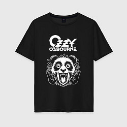 Футболка оверсайз женская Ozzy Osbourne rock panda, цвет: черный
