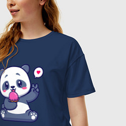 Футболка оверсайз женская Ice cream panda, цвет: тёмно-синий — фото 2