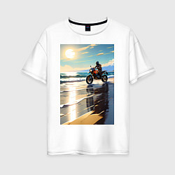 Футболка оверсайз женская On the beach, цвет: белый