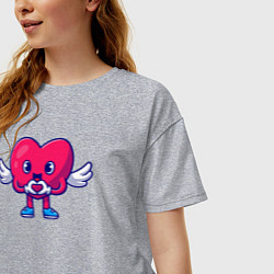 Футболка оверсайз женская Heart angel, цвет: меланж — фото 2