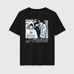 Футболка оверсайз женская Solo leveling Another raid white, цвет: черный