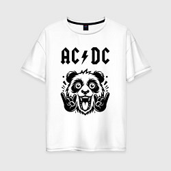 Футболка оверсайз женская AC DC - rock panda, цвет: белый