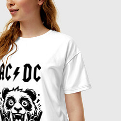 Футболка оверсайз женская AC DC - rock panda, цвет: белый — фото 2