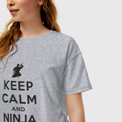 Футболка оверсайз женская Keep calm and ninja on, цвет: меланж — фото 2