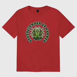 Футболка оверсайз женская Пришелец-просветлился не пались, цвет: красный