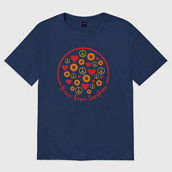 Футболка оверсайз женская Мир любовь солнце, цвет: тёмно-синий