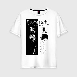 Футболка оверсайз женская Тетрадь смерти Лайт Ягами, цвет: белый