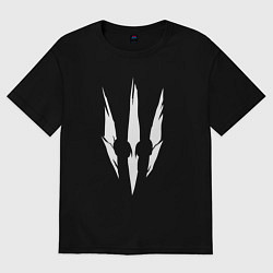 Футболка оверсайз женская Белый логотип дикой охоты из игры Ведьмак 3, цвет: черный