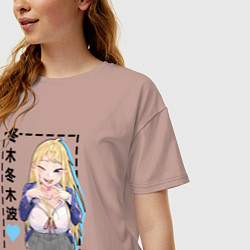 Футболка оверсайз женская Девушки Хоккайдо супер очаровательны - Фуюки, цвет: пыльно-розовый — фото 2