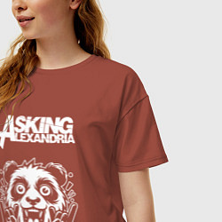 Футболка оверсайз женская Asking Alexandria rock panda, цвет: кирпичный — фото 2