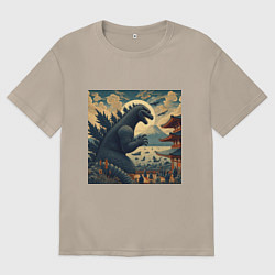 Футболка оверсайз женская Кайдзю в Японии, цвет: миндальный