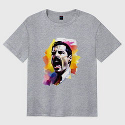 Футболка оверсайз женская Фредди Меркьюри поет, цвет: меланж
