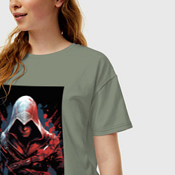 Футболка оверсайз женская Assassins creed красные пятна, цвет: авокадо — фото 2