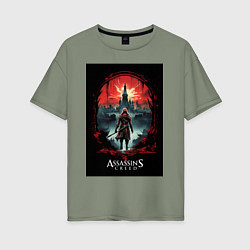Футболка оверсайз женская Assassins creed загадочный город, цвет: авокадо