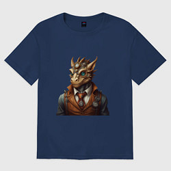 Футболка оверсайз женская Дракон симпатик, цвет: тёмно-синий