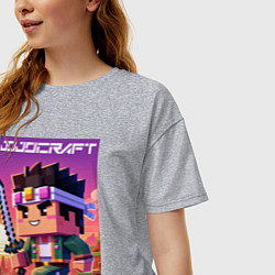 Футболка оверсайз женская Джонатан Джостар - Майнкрафт коллаба, цвет: меланж — фото 2