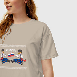 Футболка оверсайз женская Русский турист, цвет: миндальный — фото 2