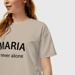 Футболка оверсайз женская Maria never alone - motto, цвет: миндальный — фото 2