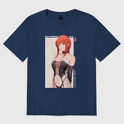 Футболка оверсайз женская Макима в корсете, цвет: тёмно-синий