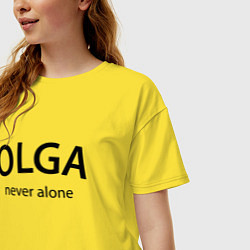 Футболка оверсайз женская Olga never alone - motto, цвет: желтый — фото 2