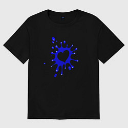 Футболка оверсайз женская Сердце из кляксы, цвет: черный